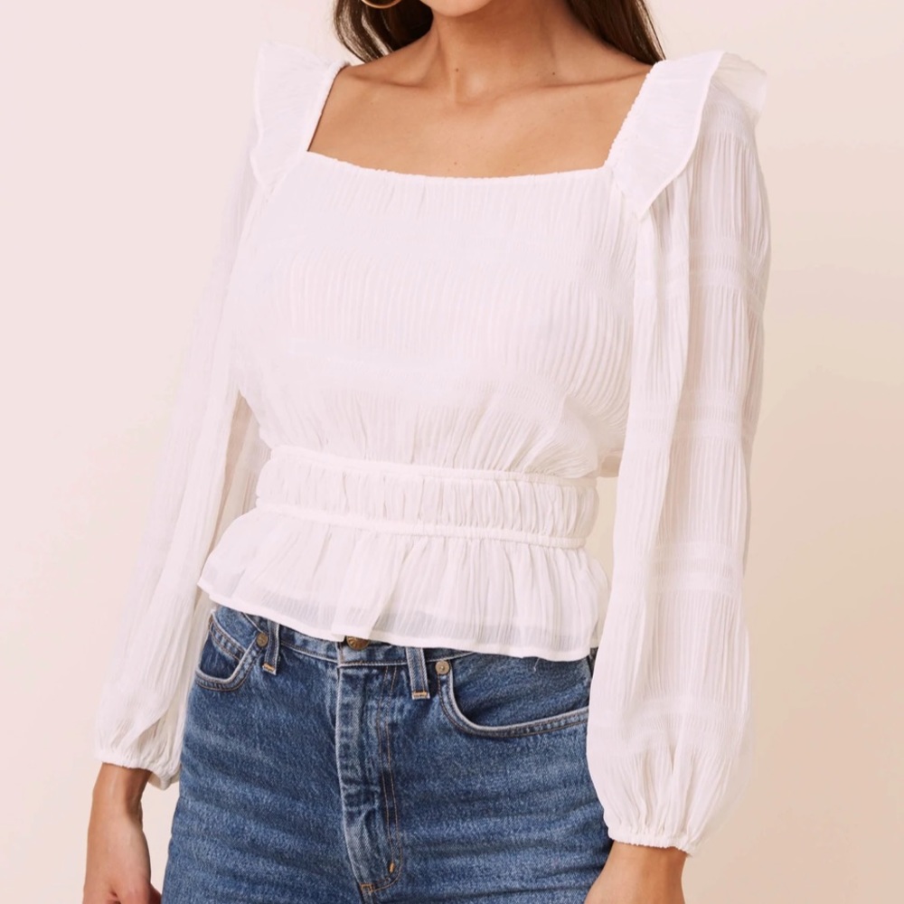 NWOT Cream ASTR the label long sleeve crinkle top